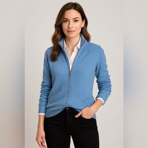 Emi Maglia Made in Italy Blue Zip Cardigan Sweater Luxury Casual Lightweight